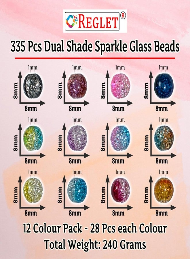 REGLET 335 Pcs Dual Shade Sparkle Glass Beads for Bracelet Making Kit - Beads for Jewellery Making Kit - Bead Bracelet Making - Crystal Bead - Beads for Craft - 8mm - Image 2